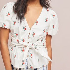 Maeve Rosalie Embroidered button-up Top